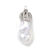 Brass Micro Pave Clear Cubic Zirconia and Creamy White Imitation Pearl Pendants KK-A300-13A-P-1