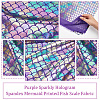 Sparkly Hologram Spandex Mermaid Printed Fish Scale Fabric DIY-WH0304-478-3