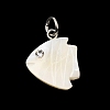 Natural White Shell & Crystal Rhinestone Pendants SH-CBAC52B-01A-1
