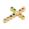 Cross Rack Plating Brass Cubic Zirconia Pendants KK-Z053-13G-01-2