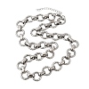 13MM 304 Stainless Steel Textured Round Ring Link Chain Necklaces NJEW-P349-01A-P-4