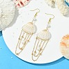 Shell & Brass & 304 Stainless Steel Dangle Earrings EJEW-TA00810-1