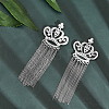 4Pcs Crystal Rhinestone Crown with Chain Tassel Lapel Pin JEWB-CA0001-32P-3