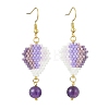 304 Stainless Steel with Glass Cylinder Seed Beads Hot Air Balloon Dangle Earrings EJEW-MZ00820-02-2