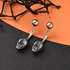 Snake Head 316 Surgical Stainless Steel Cubic Zirconia Belly Button Rings EJEW-G416-16AS-01-1