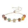Natural & Synthetic Mixed Gemstone Braided Link Slider Bracelet BJEW-TA00137-01-1