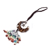 Natural Tiger Eye Moon with Mixed Gemstone Chips Tassel Pendant Decorations G-L524-07R-A03-2