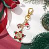 Christmas Star Glass Seed & Alloy Enamel Pendant Decoration HJEW-MZ00079-2