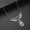Gothic Alloy Skull with Bat Pendant Necklace AL-G056-02AS-A-1