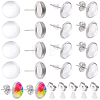 50Pcs 304 Stainless Steel Flat Round Stud Earring Settings STAS-BBC0010-39B-1