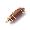 Natural Red Jasper Copper Wire Wrapped Pointed Pendants PALLOY-JF02535-04-4