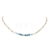 3.5MM Faceted Round Natural Kyanite & Apatite and Potato Pearl Beaded Necklaces NJEW-JN05976-01-2