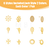 24Pcs 12 Style 201 Stainless Steel Stud Earring Findings STAS-FH0001-83-3