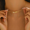 Brass Micro Pave Clear Cubic Zirconia Arabic Alphabet Pendant Necklaces for Women VF6058-3