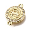 Religion Brass Micro Pave Clear Cubic Zirconia Connector Charms KK-G602-07G-05-2
