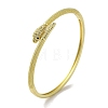 Brass Pave Clear & Green Cubic Zirconia Snake Hinged Bangle for Women BJEW-K246-08G-1