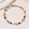 Brass Glass Flower Link Chain Bracelets KK-CBA7DFA-01G-D-4