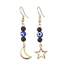 Handmade Evil Eye Lampwork and Natural Lava Rock Dangle Earrings EJEW-JE07451-01-3