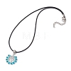 Natural Apatite & Glass Seed Beads Pendant Necklaces NJEW-MZ00050-02-4