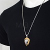 304 Stainless Steel Pave Clear Cubic Zirconia Lion Head Pendant Box Chain Necklaces FS-WG6581A-05-1