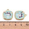 Printed Style 304 Stainless Steel Square Pendants STAS-T071-25F-G-3