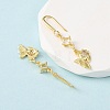 Brass Micro Pave Clear Cubic Zirconia Fish Dangle Earrings EJEW-A149-02G-3