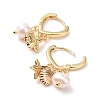 Starfish & Shell & Natural Pearl Drop Huggie Hoop Earrings EJEW-JE04756-3
