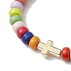 Colorful Rondelle Acrylic Braided Bead Bracelets BJEW-JB10339-01-3