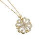 Heart Combination Clover 925 Sterling Silver Micro Pave Clear Cubic Zirconia Pendant Necklaces with Magnetic Clasps FS-WG869B6-02-2