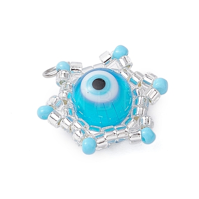 Beaded Star Eye Charms PALLOY-MZ00574-05-1