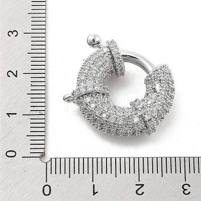 Brass Micro Pave Clear Cubic Zirconia Spring Ring Clasps KK-L228-42P-1