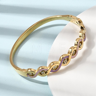 304 Stainless Steel Enamel Hinged Bangles for Women BJEW-B168-04G-02-1
