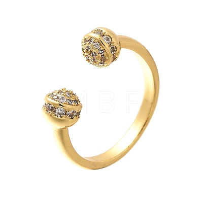 Rack Plating Brass Micro Pave Cubic Zirconia Cuff Finger Rings for Women RJEW-C117-04B-G-1