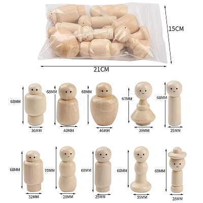 Unfinished Wooden Peg Dolls Set PW-WGFF26E-01-1