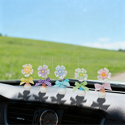 5Pcs 5 Colors Cute Plastic Shaking Head Flower Ornament AJEW-CN0006-02-1