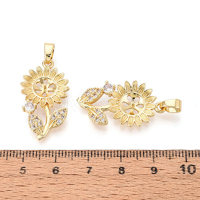 Brass Micro Pave Clear Cubic Zirconia European Dangle Charms Bails KK-N276-14G-1