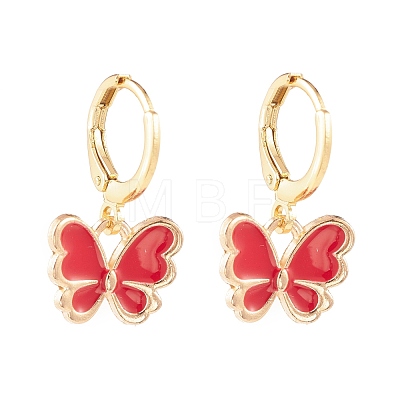 Butterfly Enamel Dangle Huggie Hoop Earrings EJEW-JE04725-1