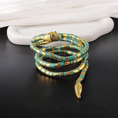Alloy Green Rhinestone Snake Wrap Choker Necklaces for Women NJEW-Z087-02G-1