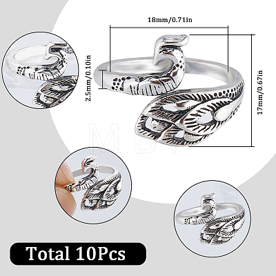 SUNNYCLUE 10Pcs Alloy Cuff Rings RJEW-SC0001-07-1