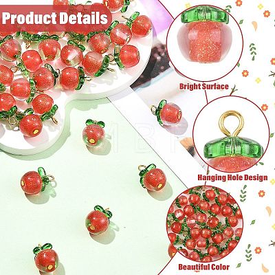 40Pcs Transparent Resin with Transparent Glass Pendants PALLOY-CJ00193-1