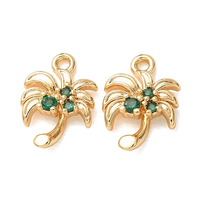 Brass Micro Pave Green Cubic Zirconia Charms KK-A304-09G-1