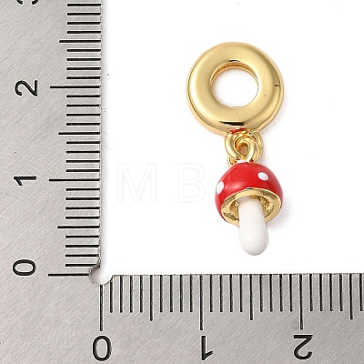 Rack Plating Brass Red Enamel European Dangle Charms KK-P279-38G-1