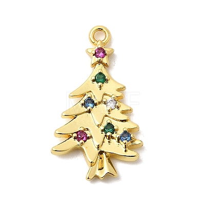 Christmas Brass Micro Pave Cubic Zirconia Pendants KK-L258-04G-A01-1