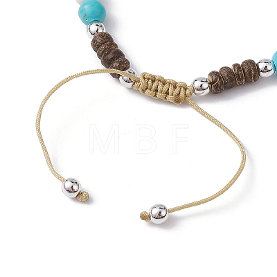 Starfish & Tortoise Synthetic Turquoise Braided Bead Anklets AJEW-AN00564-02-1