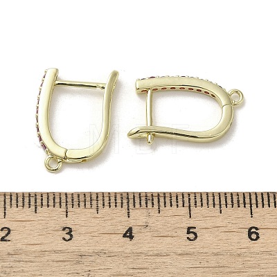 Brass Micro Pave Cubic Zirconia Hoop Earring Findings KK-C048-11G-1