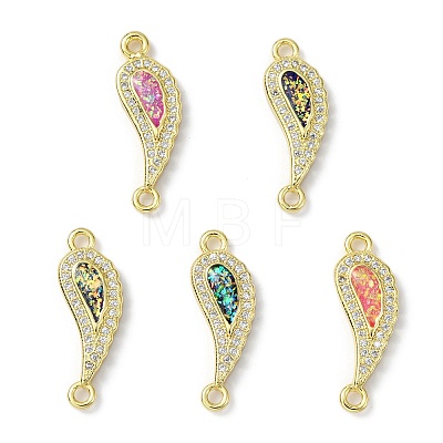 Brass Micro Pave Clear Cubic Zirconia Connector Charms KK-A197-21G-1