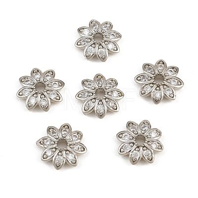 Brass Micro Pave Clear Cubic Zirconia Bead Caps CU-CBA6A75-29P-1