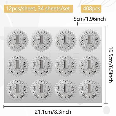 34 Sheets Number 1 Custom Silver Foil Embossed PET Picture Sticker DIY-WH0528-003-1