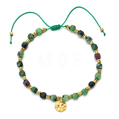 Bohemian Style Natural Ruby in Zoisite Cube Braided Bead Bracelet YV1392-2-1