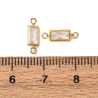 Brass Pave Clear Cubic Zirconia Connector Charms KK-Z121-06G-07-1